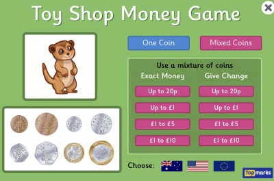 Toy Shop Money Game
